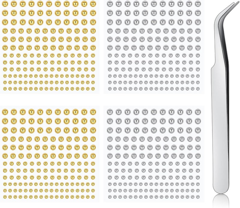 QWALIT Fake Lip Ring Fake Lip Piercing Fake Piercings Fake Nose Ring Hoop Fake Face Piercing Fake Lip Stud Fake Nose Stud Stick on Fake Eyebrow Piercing Fake Eyebrow Ring Fake Piercing Balls Silver - Image 1